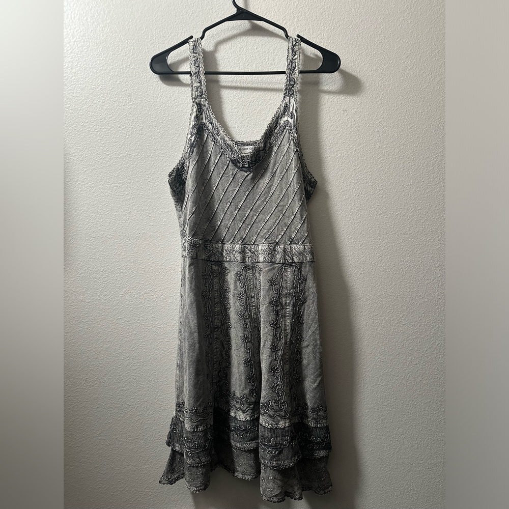 Heather Gray Tiered Ruffled Halter Sundress